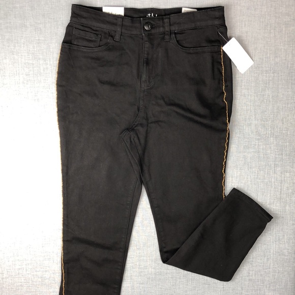 10P 14P Style & Co. Black Chain Detail Skinny Jean - Picture 2 of 7